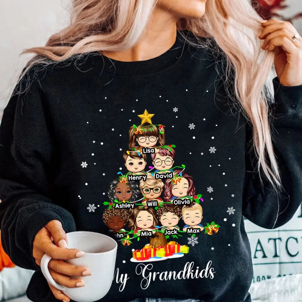 Personalized My Grandkids Child Christmas Tree Xmas Gift Sweatshirt Printed HTHVQ23872