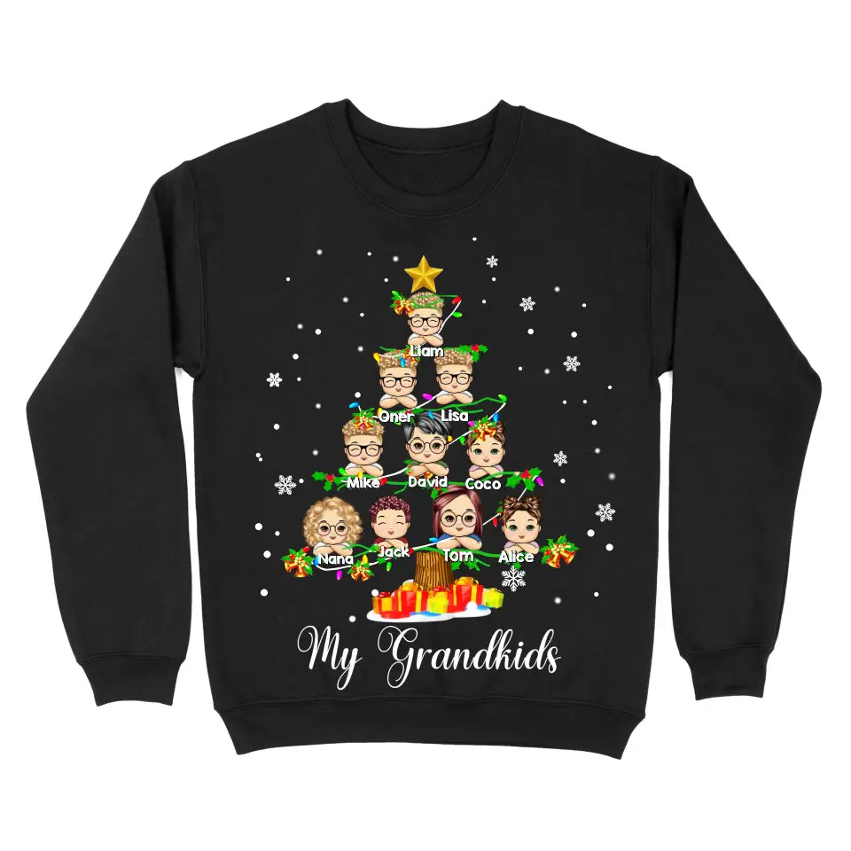 Personalized My Grandkids Child Christmas Tree Xmas Gift Sweatshirt Printed HTHVQ23872