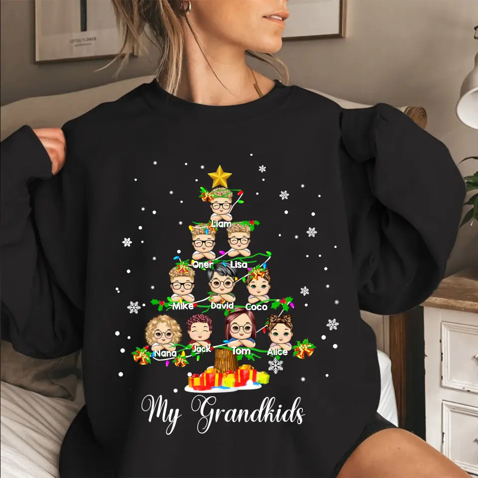 Personalized My Grandkids Child Christmas Tree Xmas Gift Sweatshirt Printed HTHVQ23872