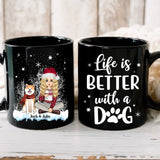 Personalized Girl Xmas Life Is Better With A Dog Black Mug Printed PTN2023875