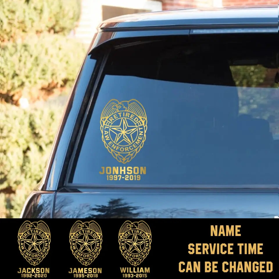 Personalized Law Enforcement Retired Custom Name Decal Printed QTKVH23881