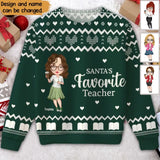 Personalized Santa's Favorite Teacher Ugly Sweater Printed HTHVQ23889
