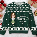 Personalized Santa's Favorite Teacher Ugly Sweater Printed HTHVQ23889