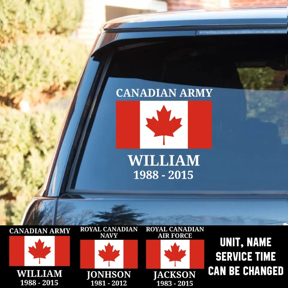 Personalized Canadian Army Air Force Navy Flag Decal Printed KVH23891