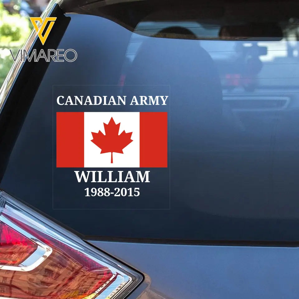Personalized Canadian Army Air Force Navy Flag Decal Printed KVH23891