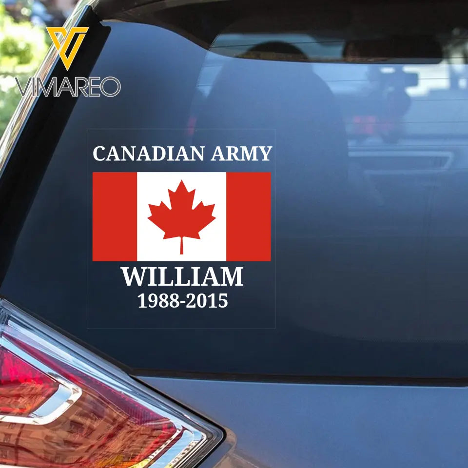 Personalized Canadian Army Air Force Navy Flag Decal Printed KVH23891