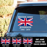 Personalized British Army Air Force Navy Flag Decal Printed KVH23891