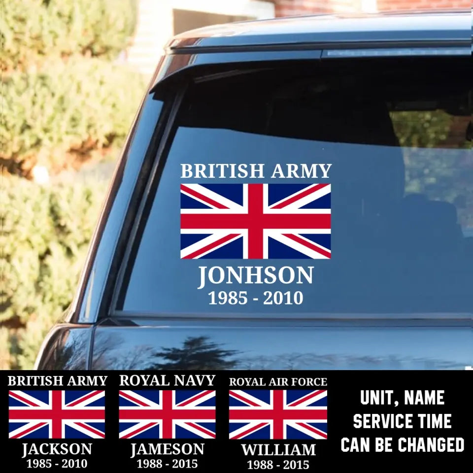 Personalized British Army Air Force Navy Flag Decal Printed KVH23891