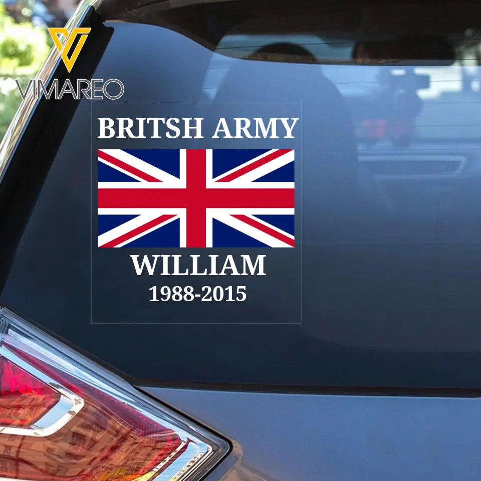 Personalized British Army Air Force Navy Flag Decal Printed KVH23891
