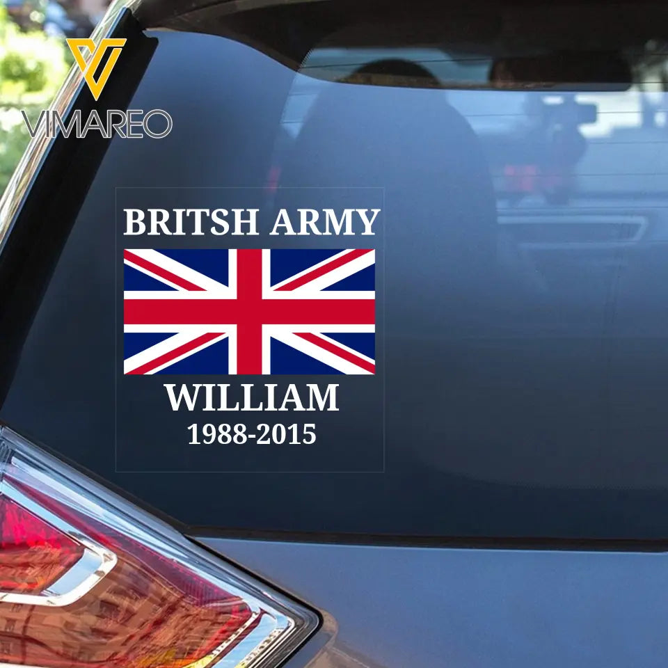 Personalized British Army Air Force Navy Flag Decal Printed KVH23891