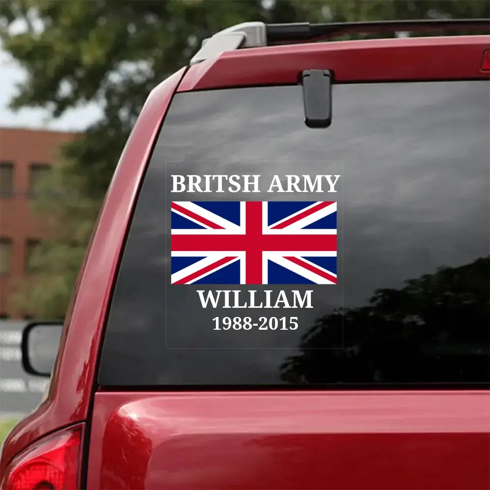 Personalized British Army Air Force Navy Flag Decal Printed KVH23891