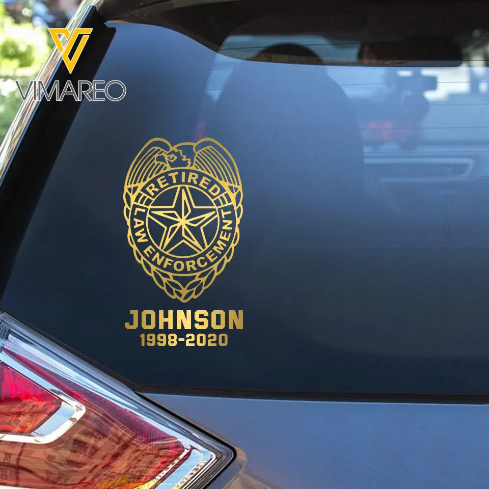 Personalized Law Enforcement Retired Custom Name Decal Printed QTKVH23881