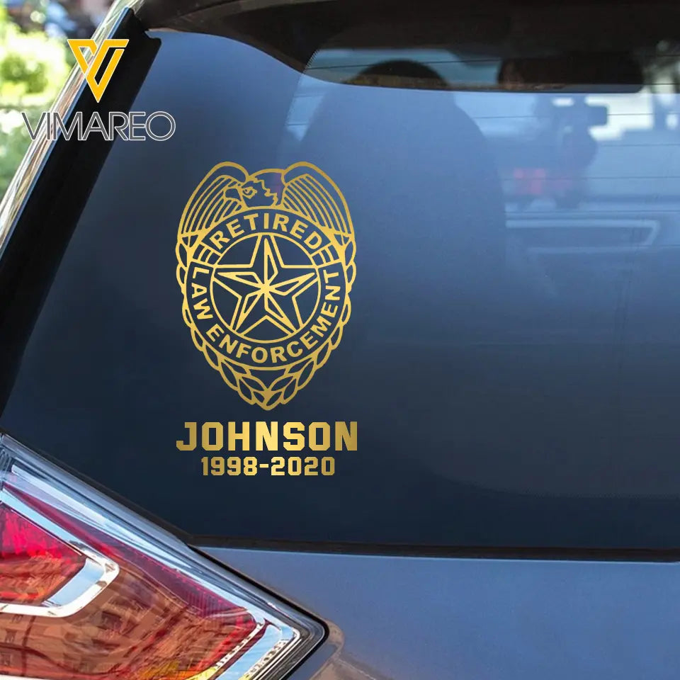Personalized Law Enforcement Retired Custom Name Decal Printed QTKVH23881