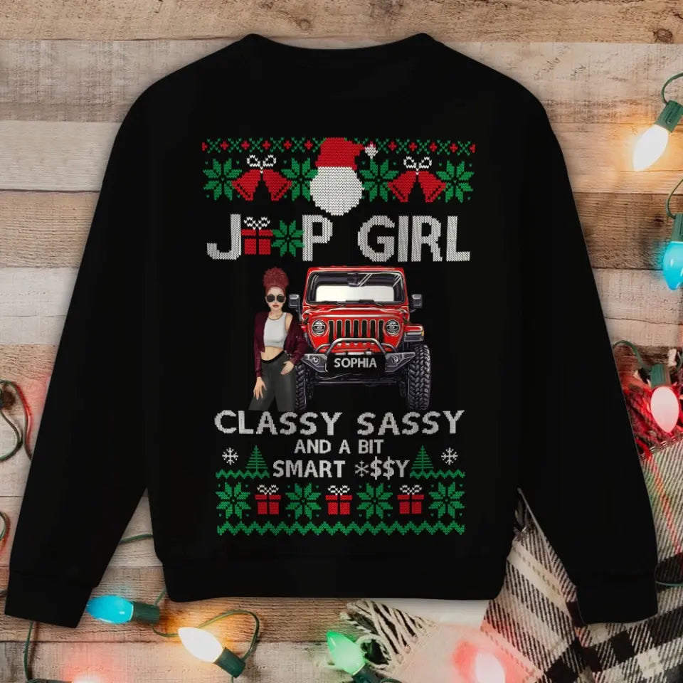 Personalized Jeep Girl Classy Sassy And A Bit Smart Xmas Gift Sweatshirt Printed LDMHN23906