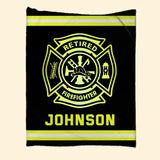 Personalized Retired Firefighter Custom Name Sherpa or Fleece Blanket Printed QTKH23939