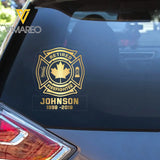 Personalized Canadian Firefighter Custom Name Decal Printed QTKH956