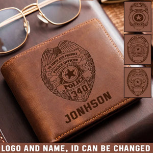 Personalized Law Enforcement Officer Custom Name Laser Leather Wallet QTKH957
