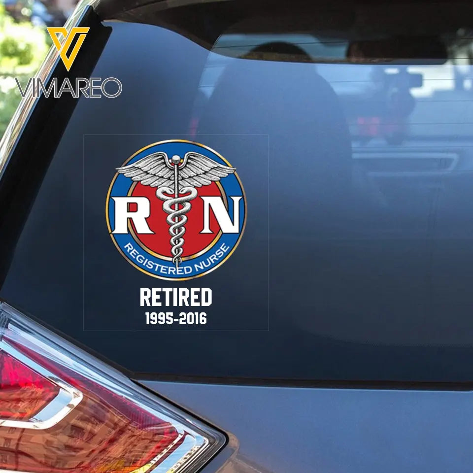 Personalized Retired Nurse Logo Decal Printed KH987