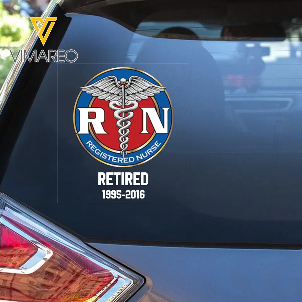 Personalized Retired Nurse Logo Decal Printed KH987