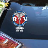Personalized Retired Nurse Logo Decal Printed KH987