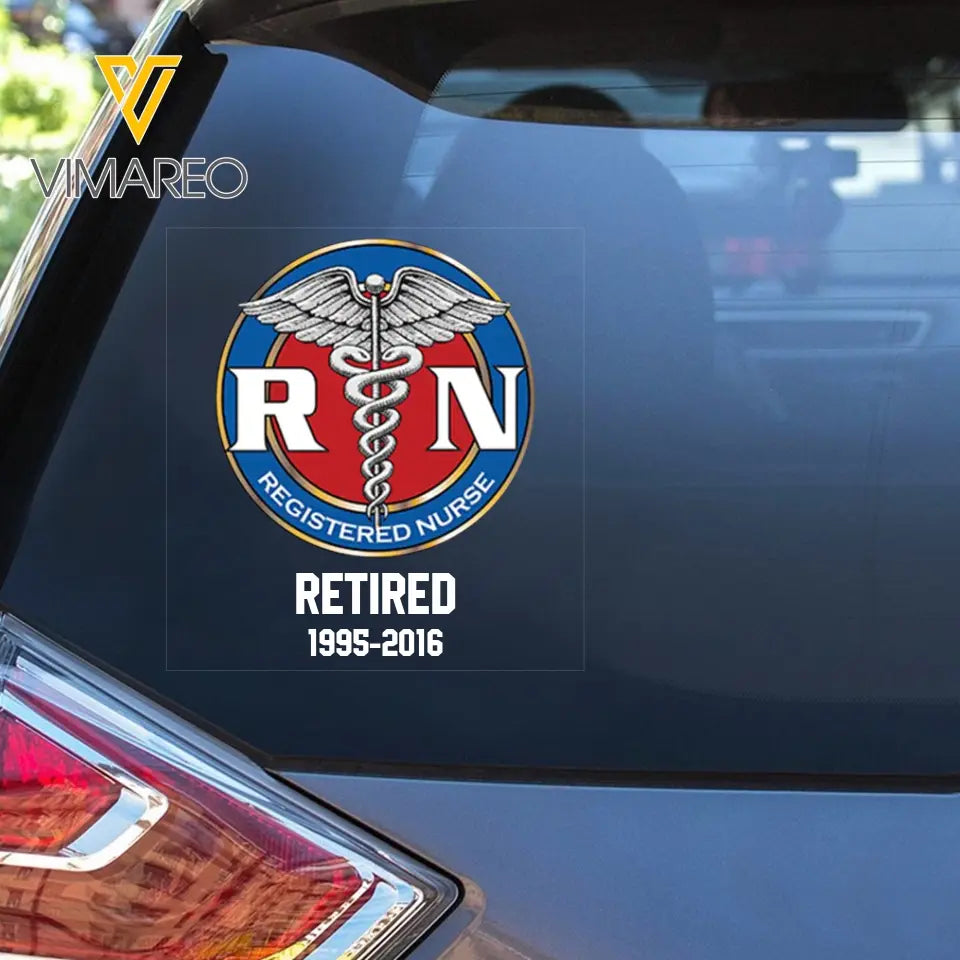 Personalized Retired Nurse Logo Decal Printed KH987