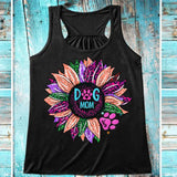 Personalized Dog Mom & Dog's Name Sunflower Colorful Woman's Flowy Racerback Tank Printed 23APR-PTN10
