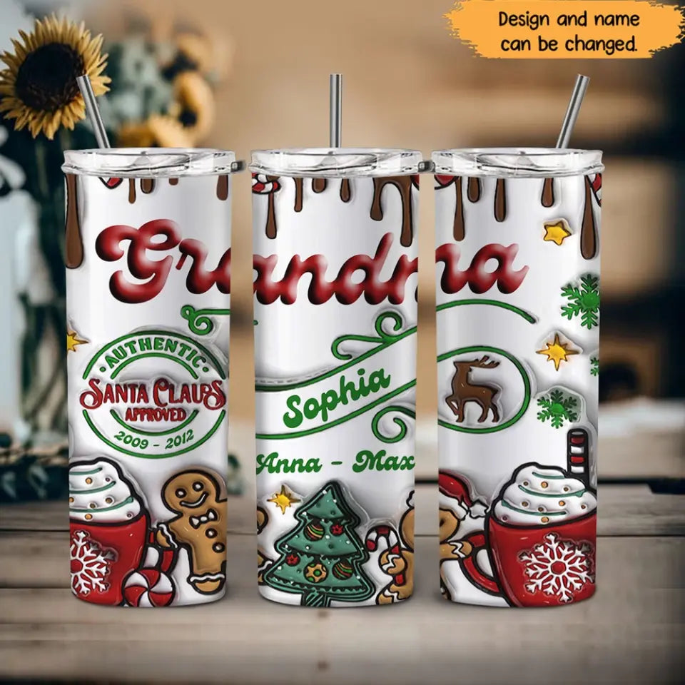 Personalized Authentic Santa Claus Approved Christmas Gift Skinny Tumbler Printed NTMTHN231052