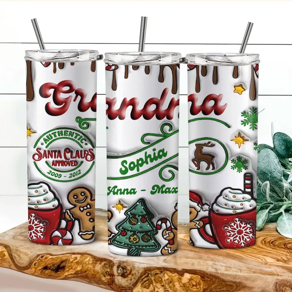Personalized Authentic Santa Claus Approved Christmas Gift Skinny Tumbler Printed NTMTHN231052