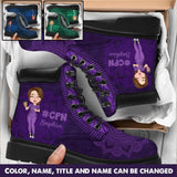 Personalized Nurse Chibi Custom Name Leather Boots Printed KVH231053