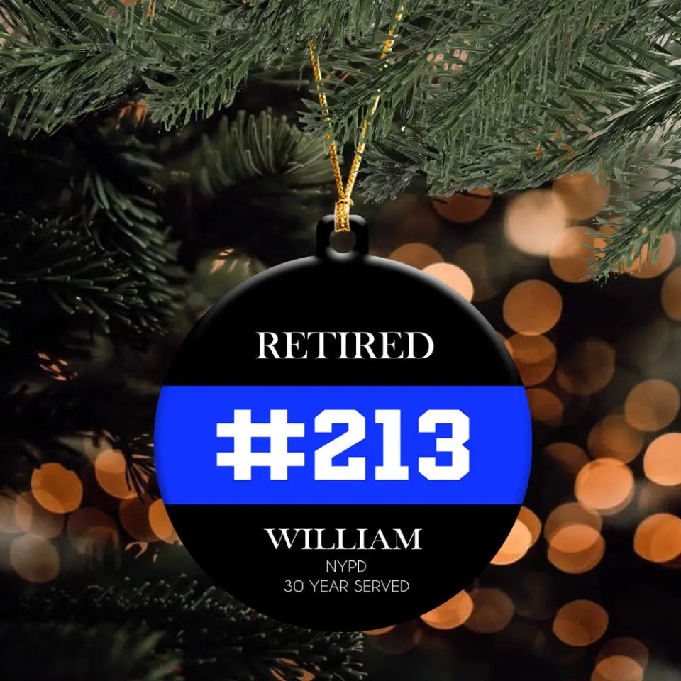 Personalized Police Retired Custom Name Served Time & Department Ceramic Ornament Printed QTHN231087
