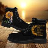 Personalized Sunflower Girl With Tattoos Pretty Eyes And Thick Things Leather Boots HTHVQ231092