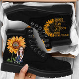 Personalized Sunflower Girl With Tattoos Pretty Eyes And Thick Things Leather Boots HTHVQ231092