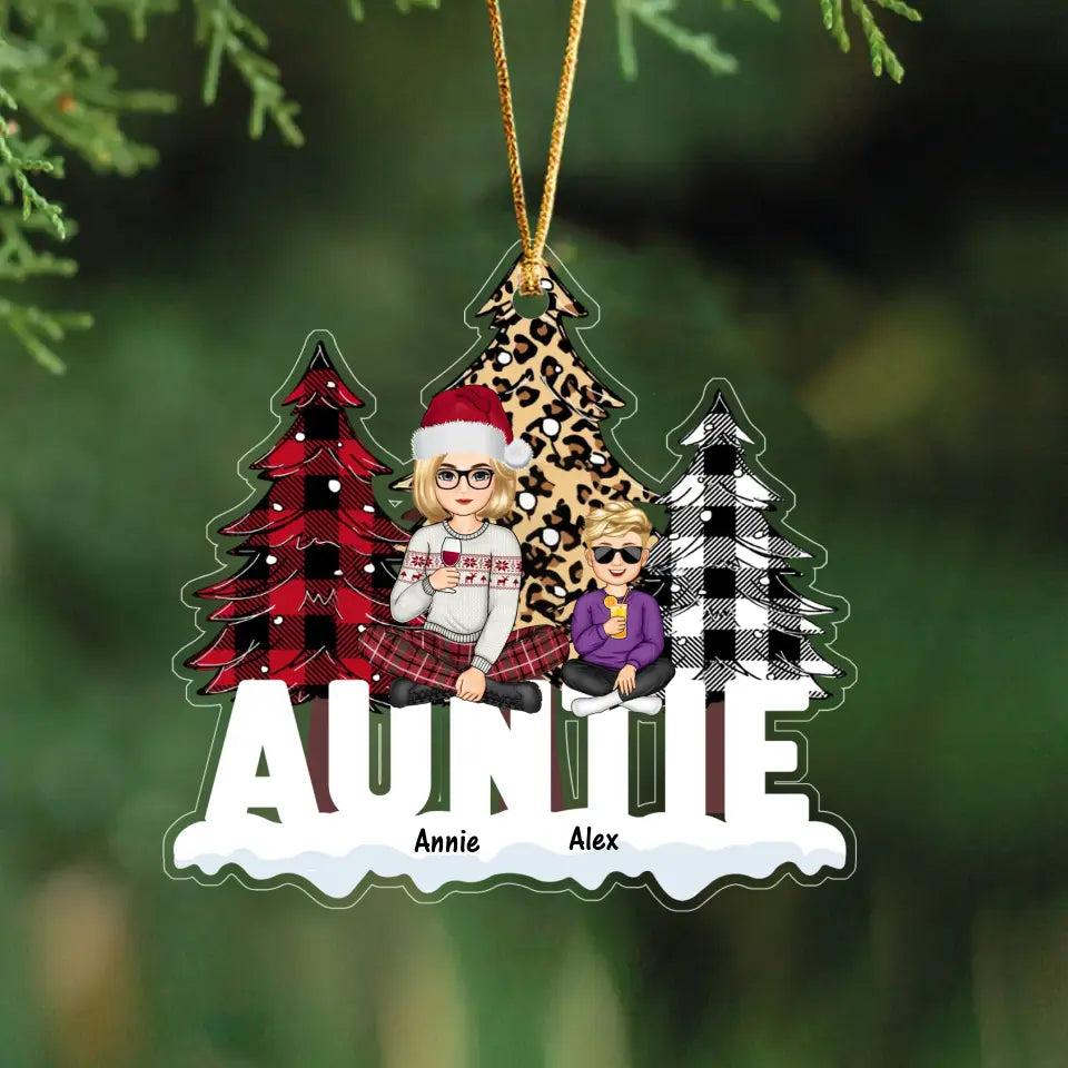 Personalized Auntie & Kids Custom Name Christmas Gift Acrylic Ornament Printed LDMLVA231106