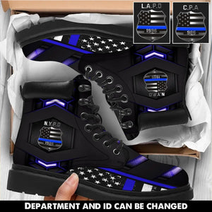 Personalized Police Department Custom Name Leather Boots Printed KVH231103