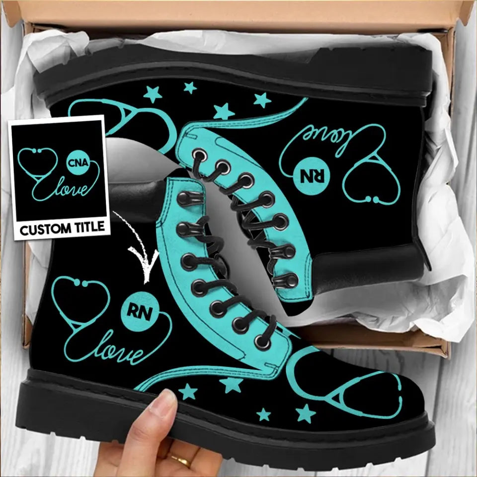 Personalized Love Nurse Custom Job Title Leather Boots Printed TQTHN231140