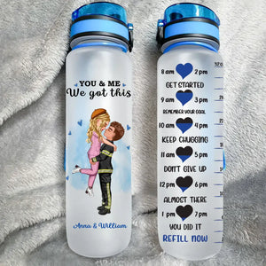Personalized You & Me We Got This Gift For Police Couple Gift Water Tracker Bottle Printed KVH231174
