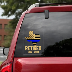 Personalized Thin Blue Line Retired US State Custom Served Times Decal Printed QTHN1009