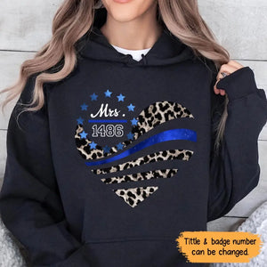 Personalized Police Wife Heart Custom Badge Number Hoodie 2D Printed QTLVA231226