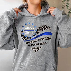 Personalized Police Wife Heart Custom Badge Number Hoodie 2D Printed QTLVA231226