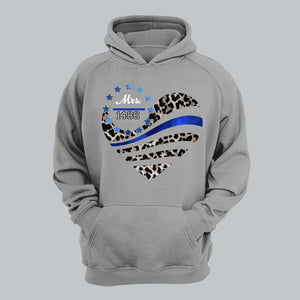 Personalized Police Wife Heart Custom Badge Number Hoodie 2D Printed QTLVA231226