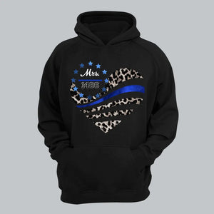 Personalized Police Wife Heart Custom Badge Number Hoodie 2D Printed QTLVA231226