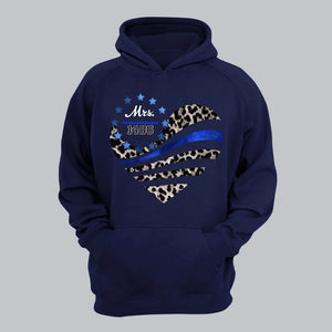 Personalized Police Wife Heart Custom Badge Number Hoodie 2D Printed QTLVA231226