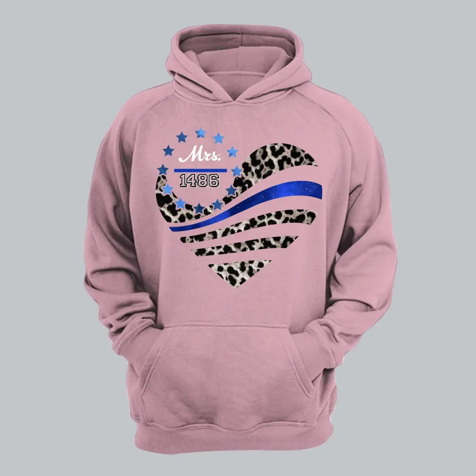 Personalized Police Wife Heart Custom Badge Number Hoodie 2D Printed QTLVA231226