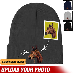 Personalized Upload Your Horse Photo Embroidered Beanie Printed VQ231235