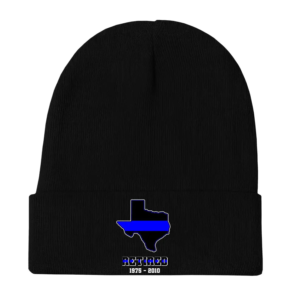 Personalized US State Flag Retired Police Custom Served Time Embroidered Beanie Printed KVH231232