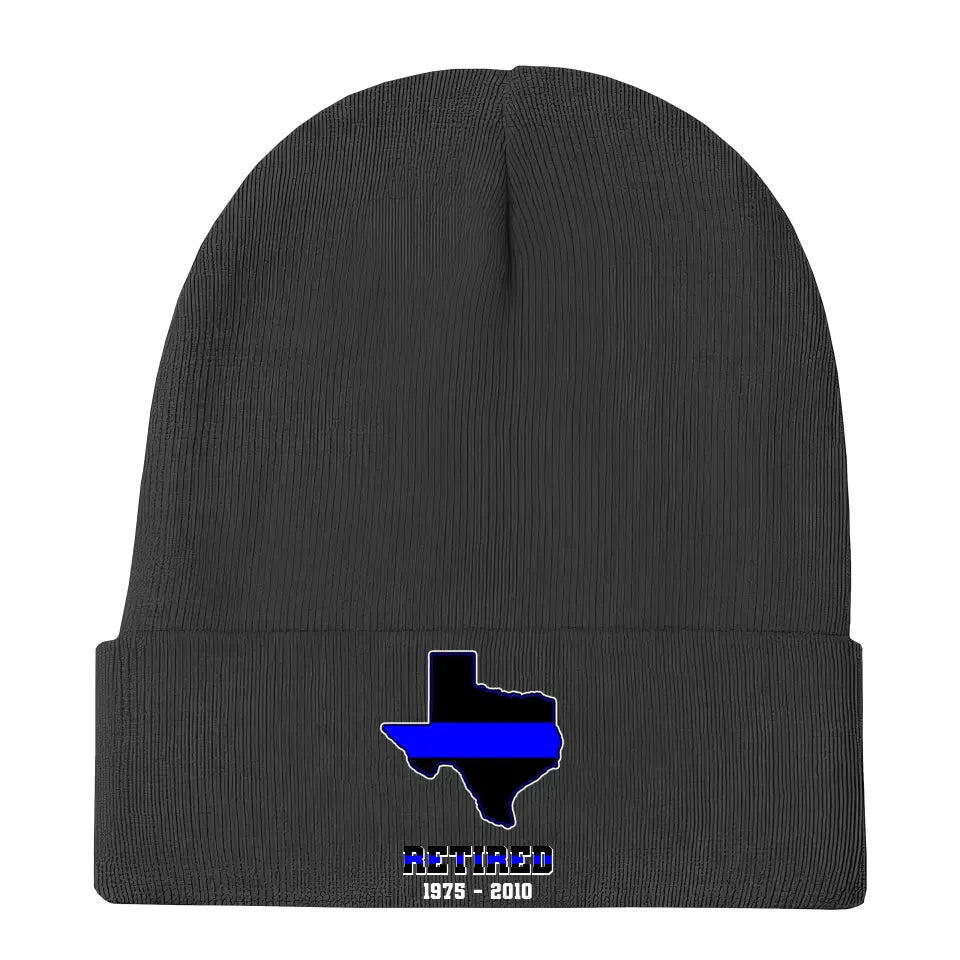 Personalized US State Flag Retired Police Custom Served Time Embroidered Beanie Printed KVH231232
