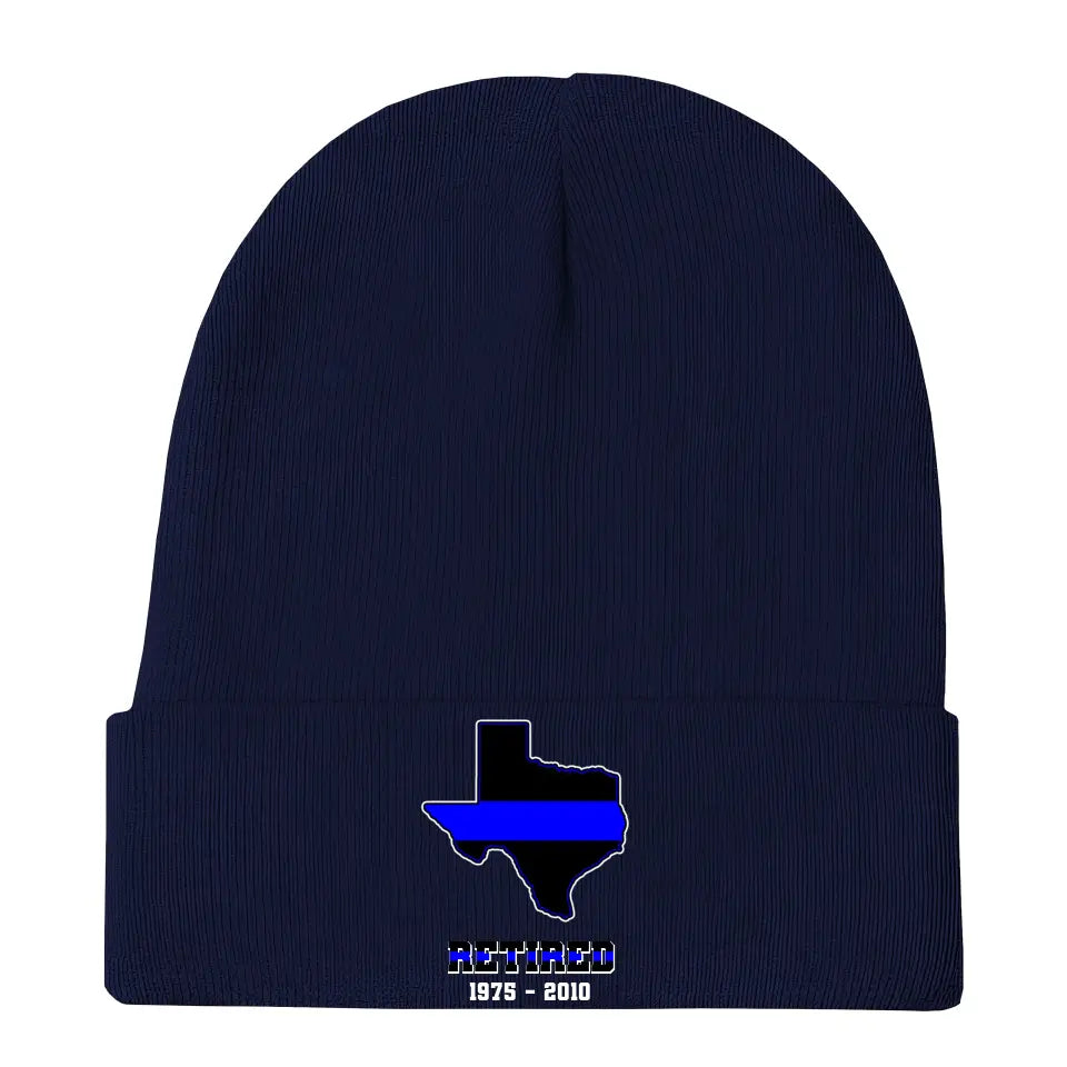 Personalized US State Flag Retired Police Custom Served Time Embroidered Beanie Printed KVH231232