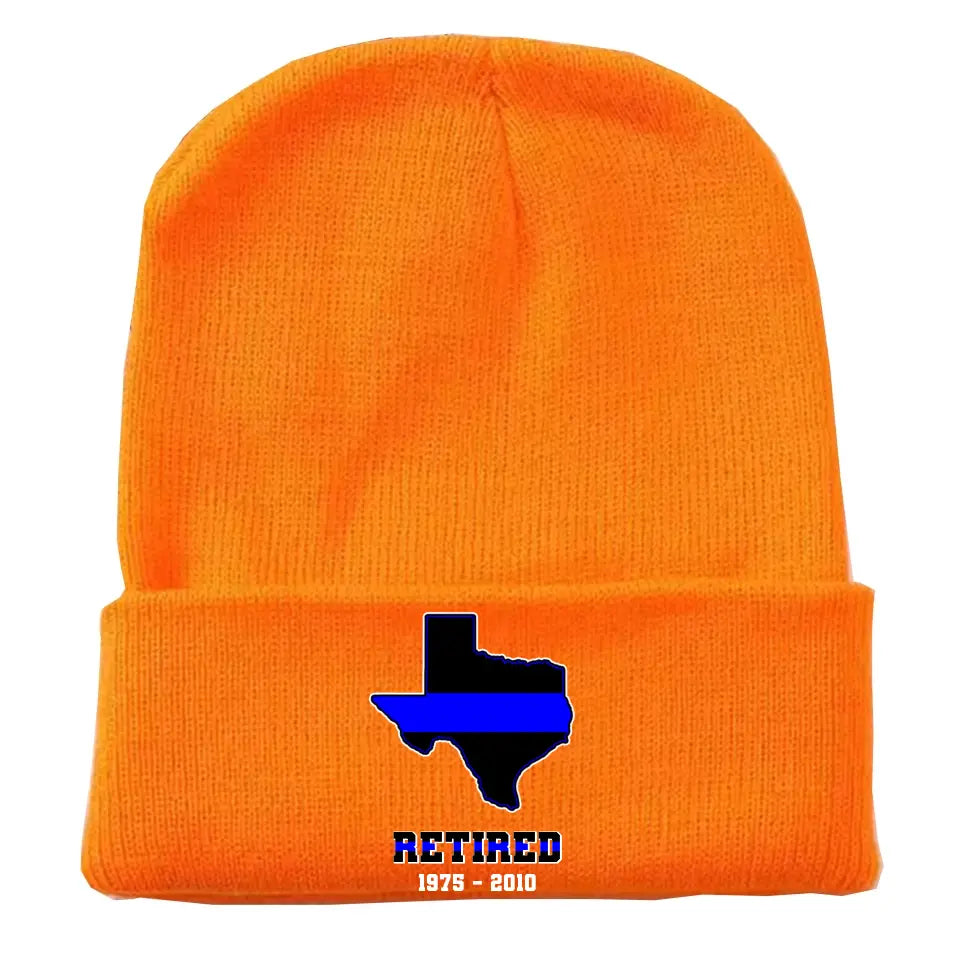 Personalized US State Flag Retired Police Custom Served Time Embroidered Beanie Printed KVH231232
