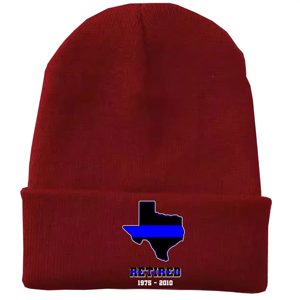 Personalized US State Flag Retired Police Custom Served Time Embroidered Beanie Printed KVH231232