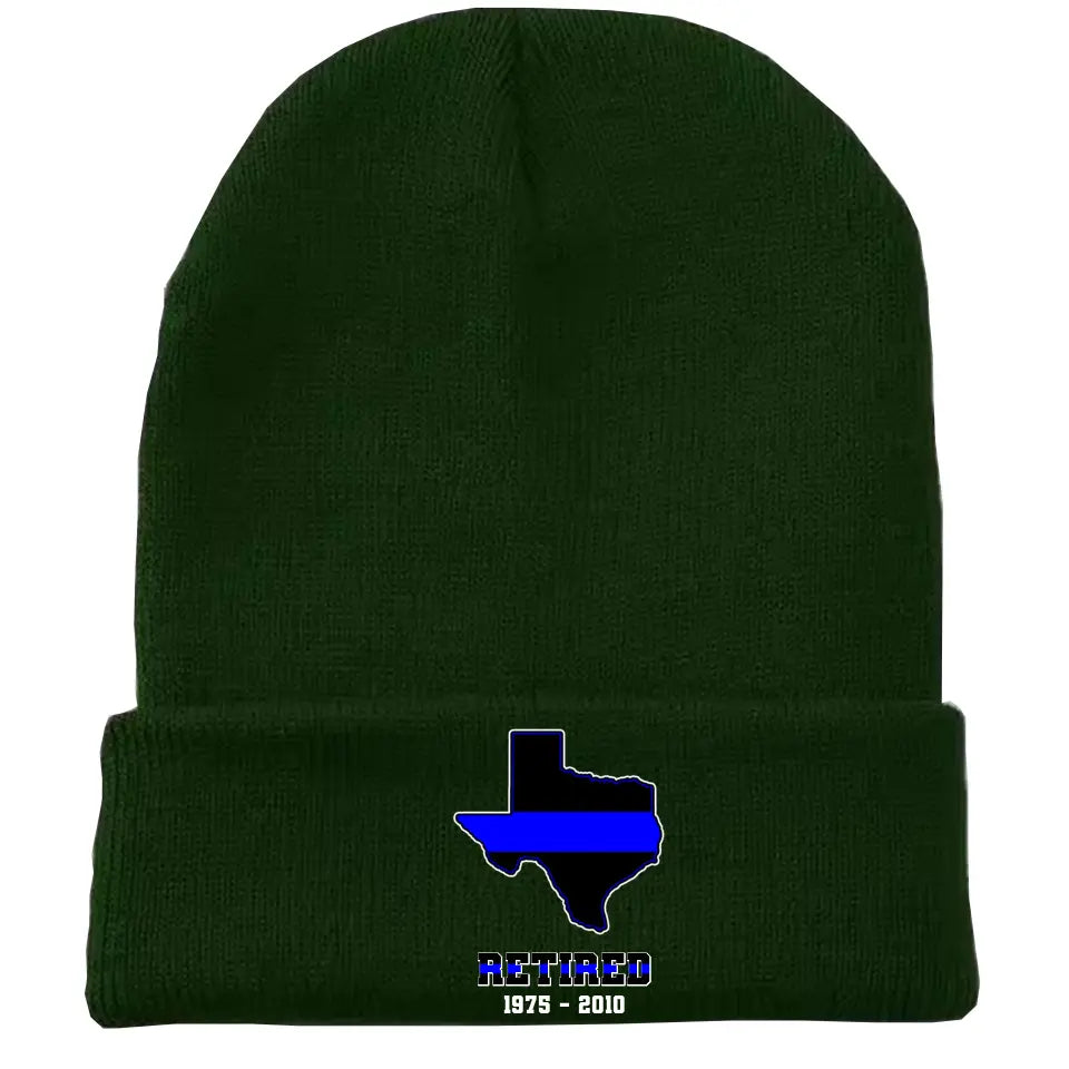 Personalized US State Flag Retired Police Custom Served Time Embroidered Beanie Printed KVH231232